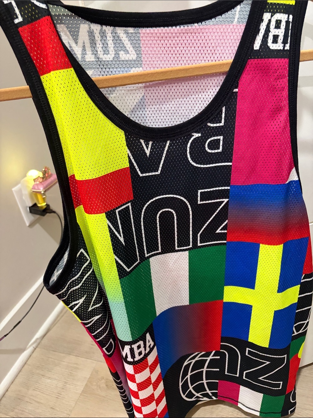 One-Piece Colorful Patchwork Mesh Tank